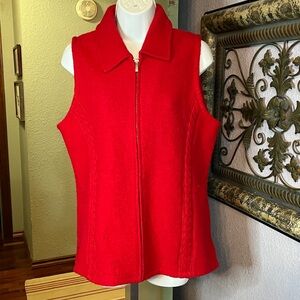 VTG Coldwater Creek Women’s Full Front Zip Red Wool Vest Sz M